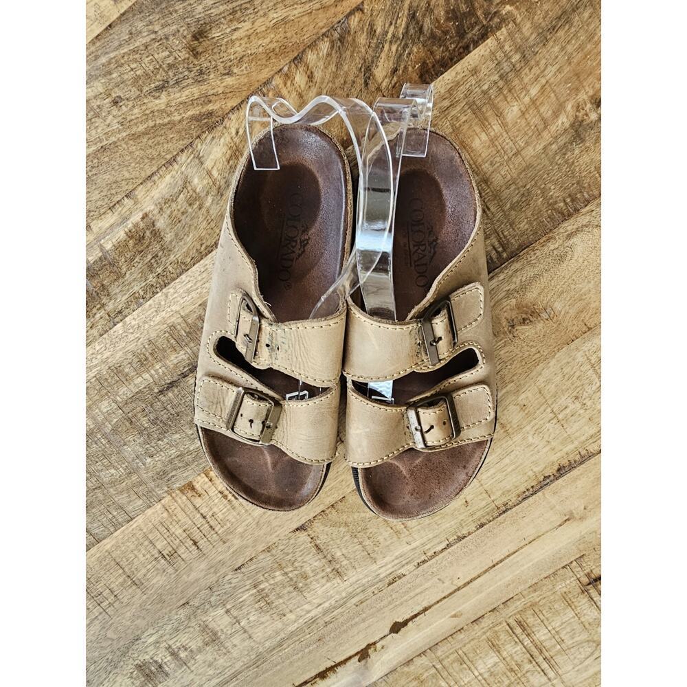Colorado Leather Slip on Slides Sandals Size US 10 Women's Made in Spain - Picture 5 of 10